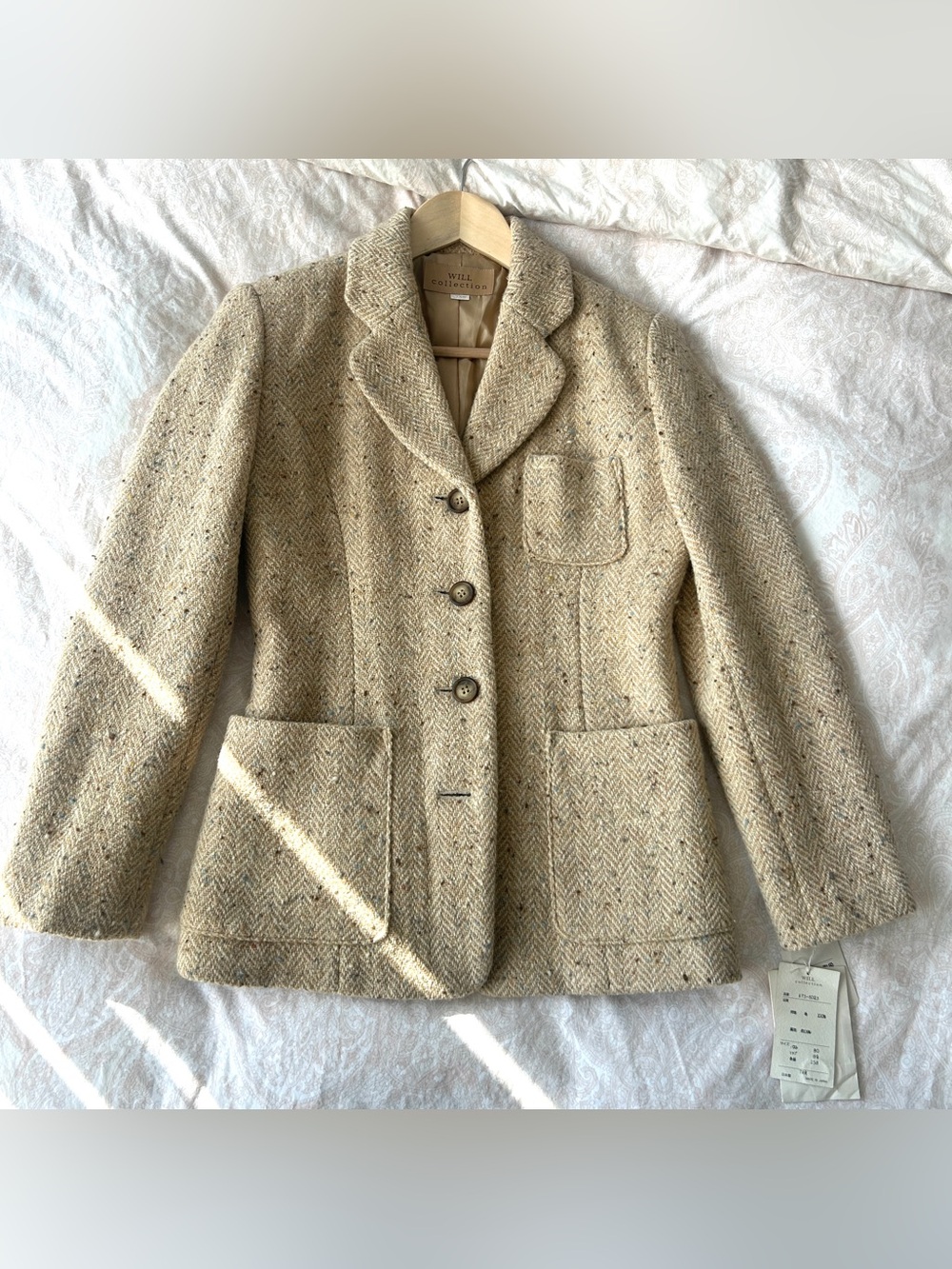 Vintage Cream Tweed Blazer Jacket